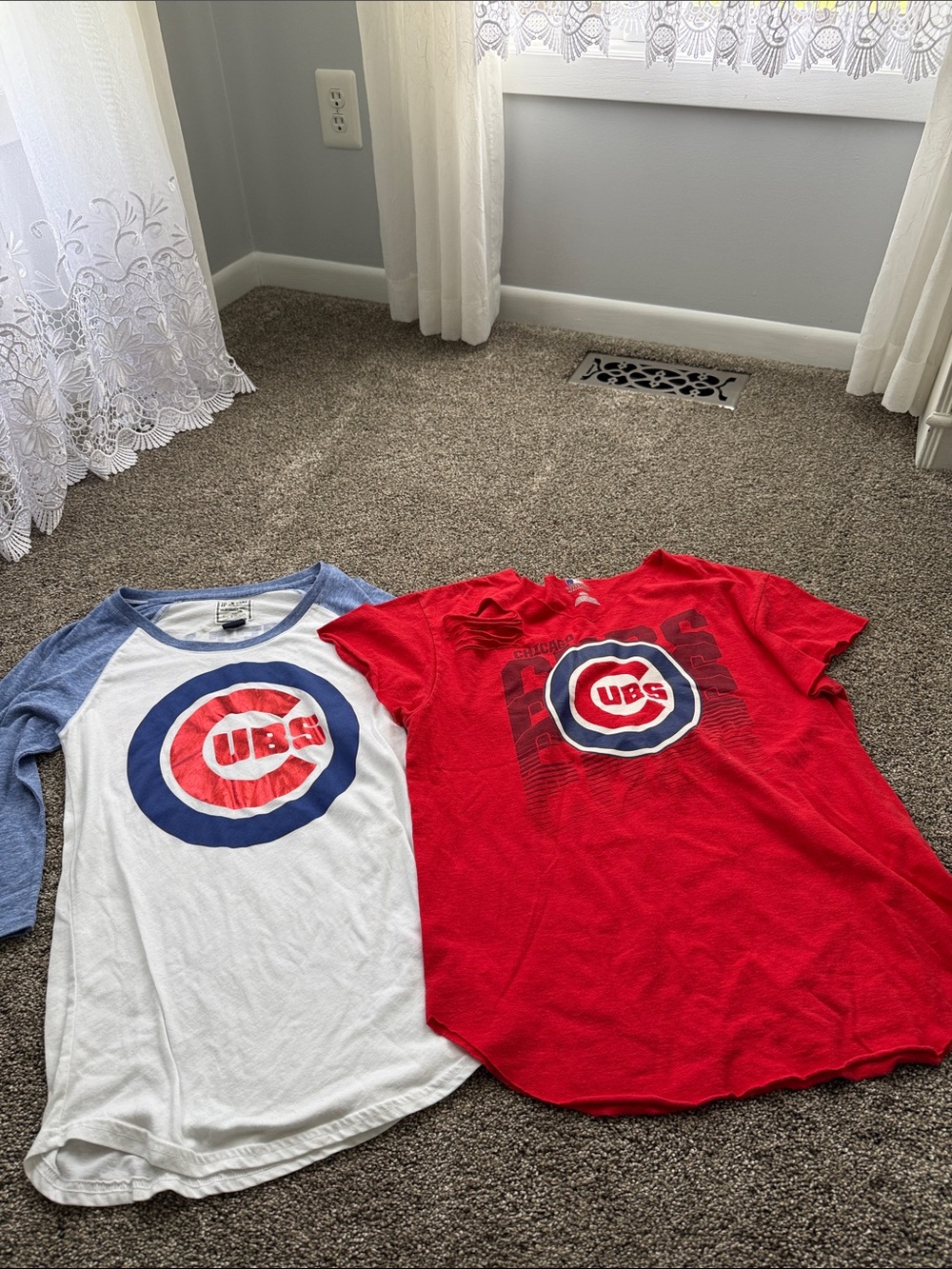 Cubs Baseball Tee - Red & White/Blue Raglan